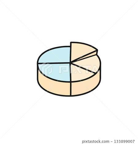 Simple pie chart representing share or distribution for presentations or statistics, demonstrating 133899007