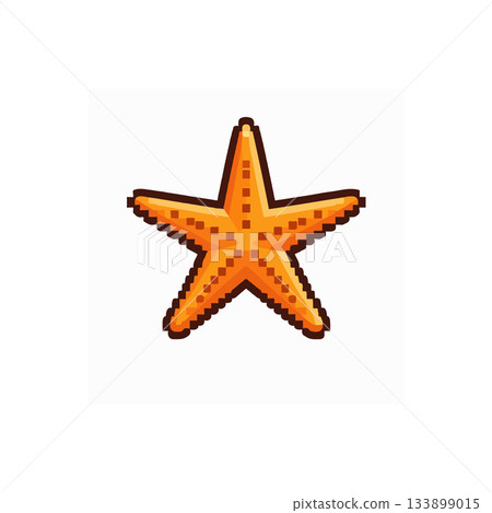 Pixelated starfish on clean white canvas shows retro style marine graphic representation digitally 133899015