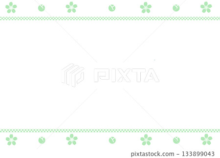 淺綠色櫻花花瓣和花苞，方格圖案 133899043