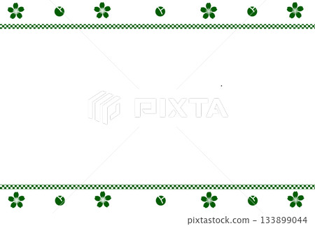 綠色櫻花花瓣和花苞，方格圖案 133899044