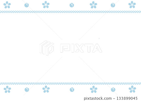 淺藍色櫻花花瓣和花苞,方格邊框 淺藍色櫻花花瓣和花苞,方格邊框 133899045
