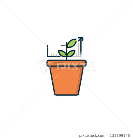 Growing business concept with plant sprouting from pot and financial growth chart showing Growing business concept with plant sprouting from pot and financial growth chart showing 133899146