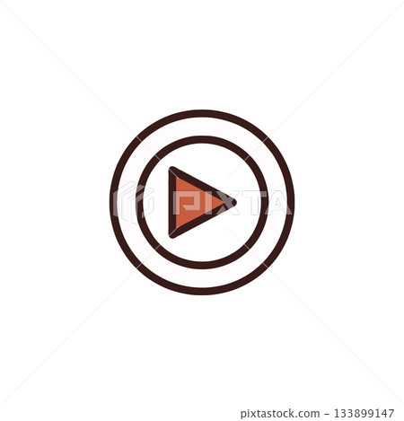 Minimalist brown play icon within a bordered circle for multimedia and user interface design Minimalist brown play icon within a bordered circle for multimedia and user interface design 133899147