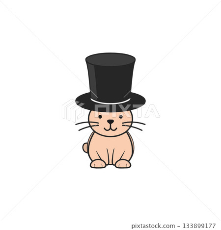 Charming cartoon rabbit wearing a sophisticated top hat radiates gentle cheerfulness and quirky Charming cartoon rabbit wearing a sophisticated top hat radiates gentle cheerfulness and quirky 133899177
