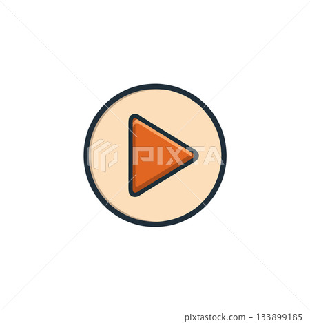 Simple circular play button illustration conveying media playback with a stylized triangle Simple circular play button illustration conveying media playback with a stylized triangle 133899185