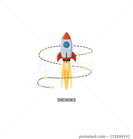 Illustrative voyage concept portraying startup innovation and technological journey towards 133899191