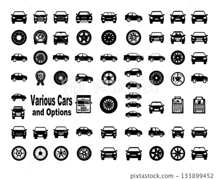 A collection of icons of various vehicles 133899452