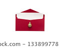 Red envelope with white card, gold ball, isolated on white background, festive and natural 133899778