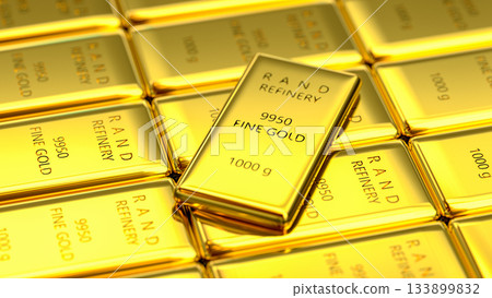 Gold bars in bank vault. Storage. 3d render 133899832