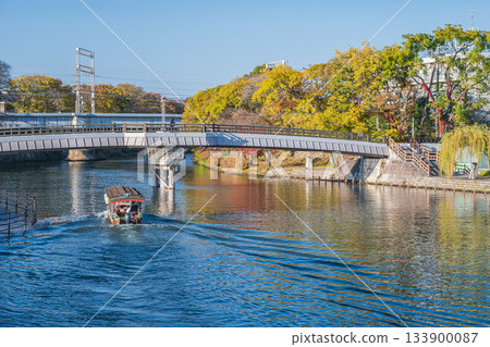 Fushimi Minato Bridge, Jikkoku-bune boats sailing on the Horikawa River, Fushimi Ward, Kyoto City 133900087