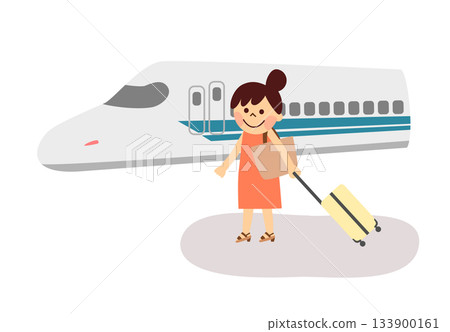 Woman traveling by Shinkansen 133900161