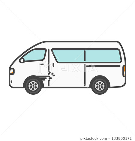 Illustration of a commercial van and minor collision accident involving a novice driver | Property damage, insurance, and safety Illustration of a commercial van and minor collision accident involving a novice driver | Property damage, insurance, and safety 133900171