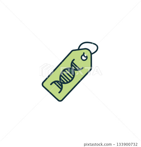 Genome tagging conceptual design showcasing dna strand within a price tag for science themed Genome tagging conceptual design showcasing dna strand within a price tag for science themed 133900732