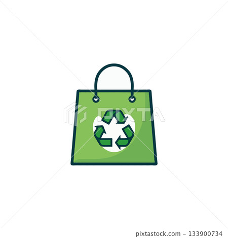 Ecological shopping concept promoting sustainability through the use of reusable green recycle bag Ecological shopping concept promoting sustainability through the use of reusable green recycle bag 133900734