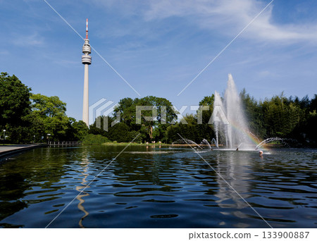 TV tower over blue sky in Dortmund, Germany TV tower over blue sky in Dortmund, Germany 133900887
