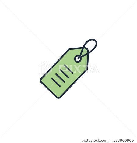 Light green tag with bold outline representing sales, discounts, or information, a symbol for 133900909