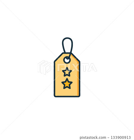 Minimalist price tag adorned with stars illustration showcases commerce and decorative pricing 133900913