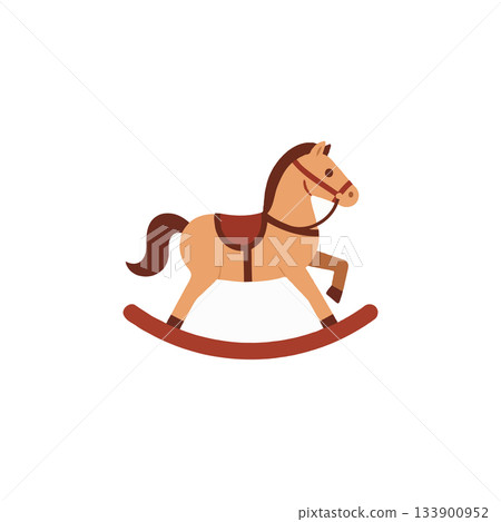 Vintage rocking horse toy illustration against a white backdrop evokes childhood memories and Vintage rocking horse toy illustration against a white backdrop evokes childhood memories and 133900952