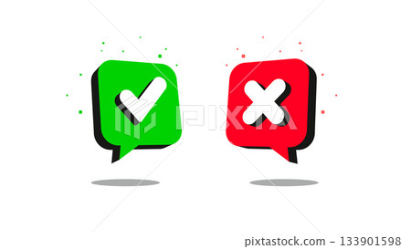 Green check mark and red cross icons appear 133901598