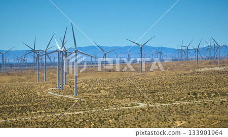 Aerial Wind Turbines Mojave Desert Renewable Energy Landscape California Aerial Wind Turbines Mojave Desert Renewable Energy Landscape California 133901964