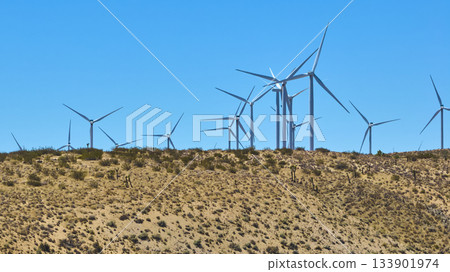 Wind Turbines Mojave Desert Renewable Energy California Blue Sky 133901974
