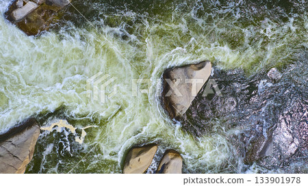 Aerial Kern River Cascades and Boulders in Sequoia National Forest Aerial Kern River Cascades and Boulders in Sequoia National Forest 133901978