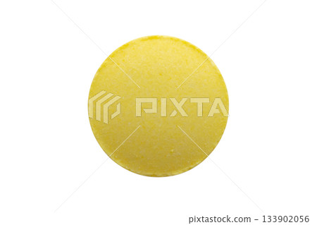 Yellow medicine pill tablet isolated on white background Yellow medicine pill tablet isolated on white background 133902056