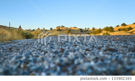 Ground Level California Country Road Sunrise Gravel Texture Golden Hills 133902165