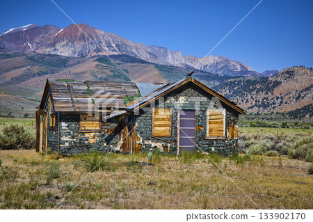 Abandoned House With Crow In Williams Butte Mountains Near Lee Vining California Abandoned House With Crow In Williams Butte Mountains Near Lee Vining California 133902170