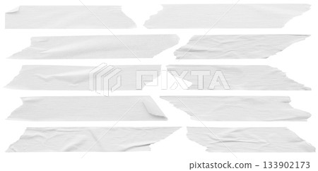 White adhesive paper tape set isolated on white background White adhesive paper tape set isolated on white background 133902173