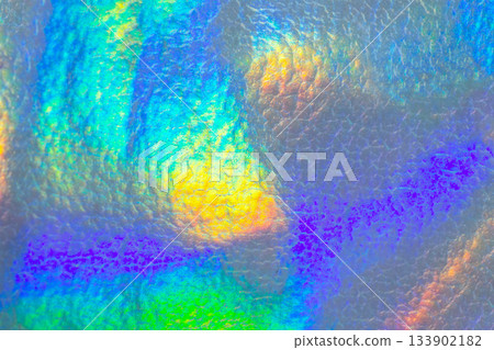 Holographic rainbow foil iridescent leather texture abstract hologram background 133902182