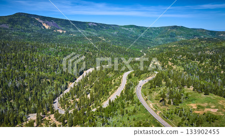 Aerial Winding Horseshoe Bend Road Through Dixie National Forest Utah 133902455