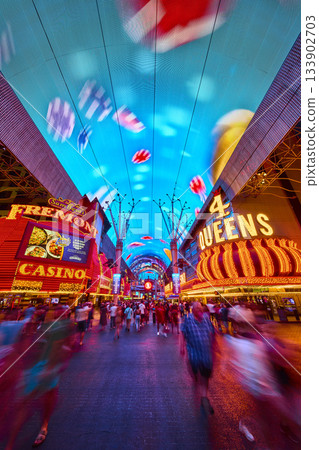 Fremont Street Experience Neon Lights Crowd and Digital Canopy Las Vegas Night Fremont Street Experience Neon Lights Crowd and Digital Canopy Las Vegas Night 133902703