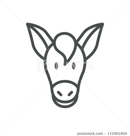 Donkey Milk Animal Icon. Thin Line Illustration of Donkey Head for Farm Dairy Products, Gentle Nutrition and Cosmetic Milk Uses. 133902809