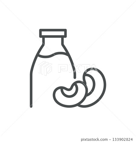 Soy Milk Icon. Thin Line Illustration of Bottle and Soybeans, Representing Plant Based Soy Milk Beverage, Vegan Drink Alternative, and Organic Nutrition. Minimal Outline Vector Sign. Soy Milk Icon. Thin Line Illustration of Bottle and Soybeans, Representing Plant Based Soy Milk Beverage, Vegan Drink Alternative, and Organic Nutrition. Minimal Outline Vector Sign. 133902824