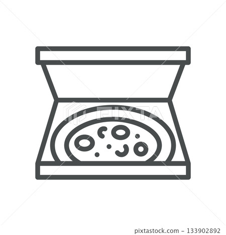 Pizza Delivery Box Icon. Simple Line Illustration of Pizza in Open Cardboard Box, Representing Takeout, Delivery Service and Convenient Fast Food Packaging. Pizza Delivery Box Icon. Simple Line Illustration of Pizza in Open Cardboard Box, Representing Takeout, Delivery Service and Convenient Fast Food Packaging. 133902892