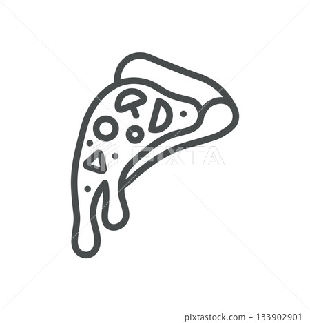 Dripping Cheese Pizza Slice Icon. Thin Line Illustration of Melting Cheese Pizza Slice with Gooey Toppings, Representing Fresh Hot Food, Indulgent Snack and Comfort Taste. Dripping Cheese Pizza Slice Icon. Thin Line Illustration of Melting Cheese Pizza Slice with Gooey Toppings, Representing Fresh Hot Food, Indulgent Snack and Comfort Taste. 133902901