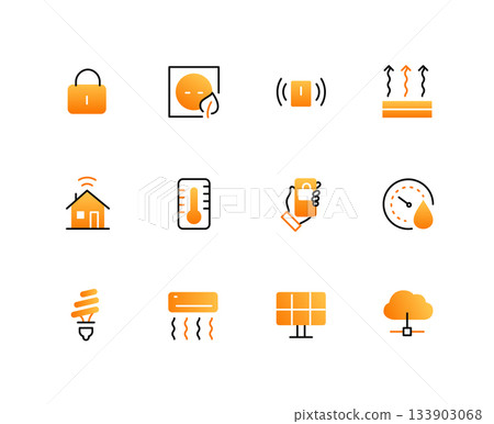Smart House - set of line design style icons Smart House - set of line design style icons 133903068