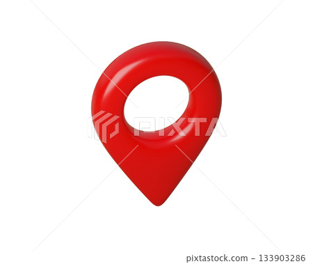 Glossy 3d Red Map Pin and Location pin. Geolocation Marker for Navigation Apps, Maps, GPS. Isometric view from above. 3d rendering Glossy 3d Red Map Pin and Location pin. Geolocation Marker for Navigation Apps, Maps, GPS. Isometric view from above. 3d rendering 133903286