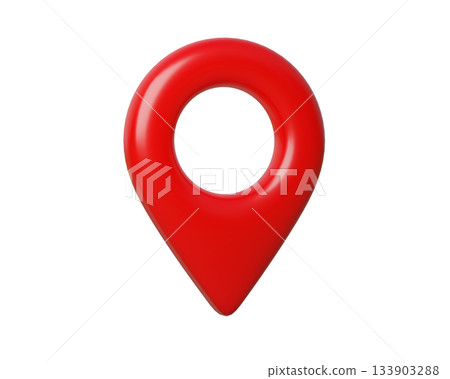 Glossy 3d Red Map Pin and Location pin. Geolocation Marker for Navigation Apps, Maps, GPS. 3d rendering 133903288