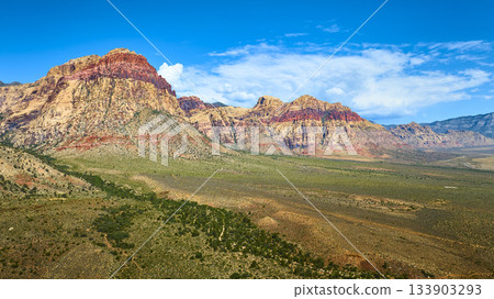 Aerial Red Rock Canyon Cliffs Expansive Desert Landscape Nevada Aerial Red Rock Canyon Cliffs Expansive Desert Landscape Nevada 133903293