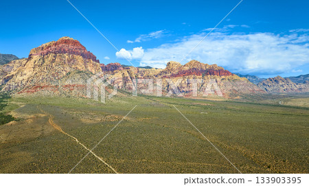 Aerial Red Rock Canyon Sandstone Formations and Desert Landscape Nevada 133903395