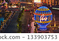 Aerial Las Vegas Strip Paris Balloon Neon Sign Downtown Golden Hour 133903753