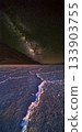 Milky Way Over Salt Flats at Night in Death Valley National Park California 133903755