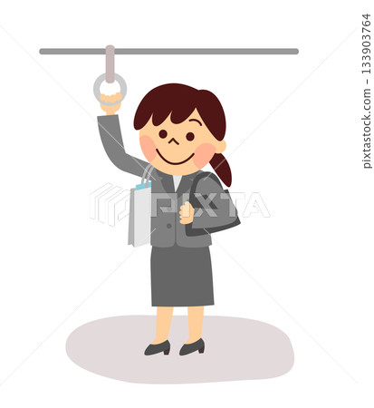 A woman in a recruitment suit riding a train 133903764