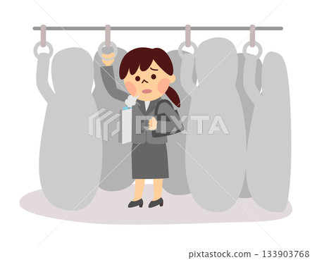 一位身穿西裝的女士嘆了口氣，登上了火車。 133903768