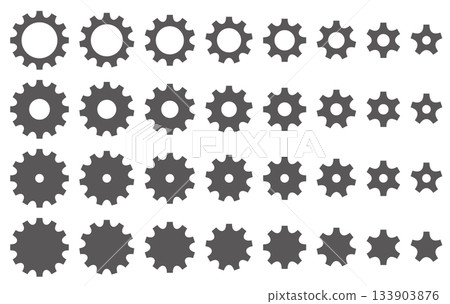 一組各種形狀的齒輪圖示向量插圖 133903876