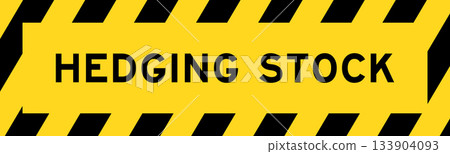 Yellow and black color with line striped label banner with word hedging stock 133904093
