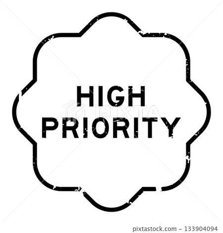 Grunge black high priority word rubber seal stamp on white background 133904094