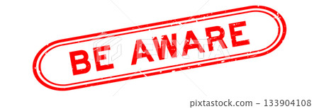 Grunge red be aware word rubber seal stamp on white background 133904108